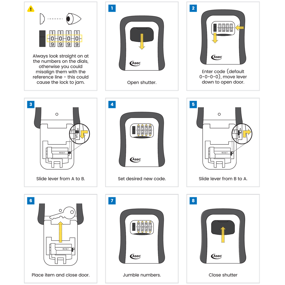 ASEC 4 Wheel Combination Key Safe