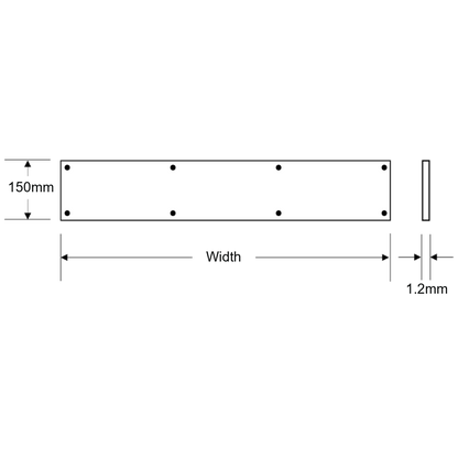 ASEC Kick Plate 150mm Height x 1.2mm Depth (PB) Polished Brass