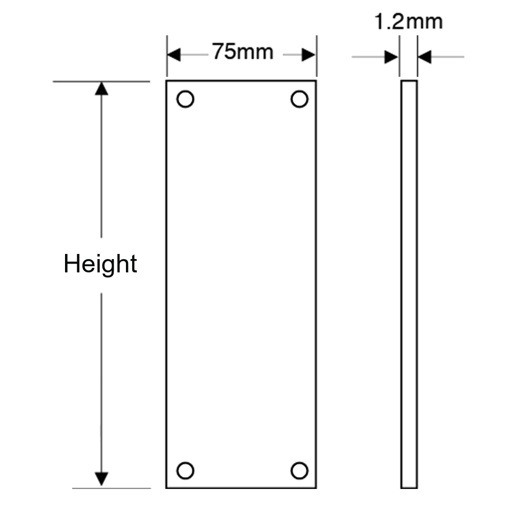 ASEC Push/Pull Screen Printed Finger Plate75mm Width x 1.2mm Depth (SAA) Satin Anodised Aluminium