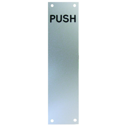 ASEC Push/Pull Engraved Finger Plate75mm Width x 1.2mm Depth (SAA) Satin Anodised Aluminium