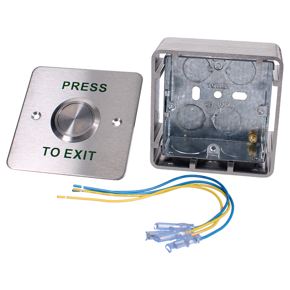 ASEC Press To Exit Stainless Steel Surface 1 Gang Large Button