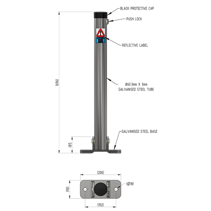 Autopa Folding Parking Post - Lockable