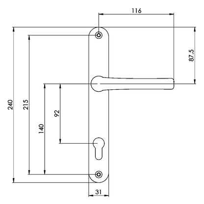 AVOCET Pioneer Plus Lever/Lever Furniture Long - 215mm Fixings