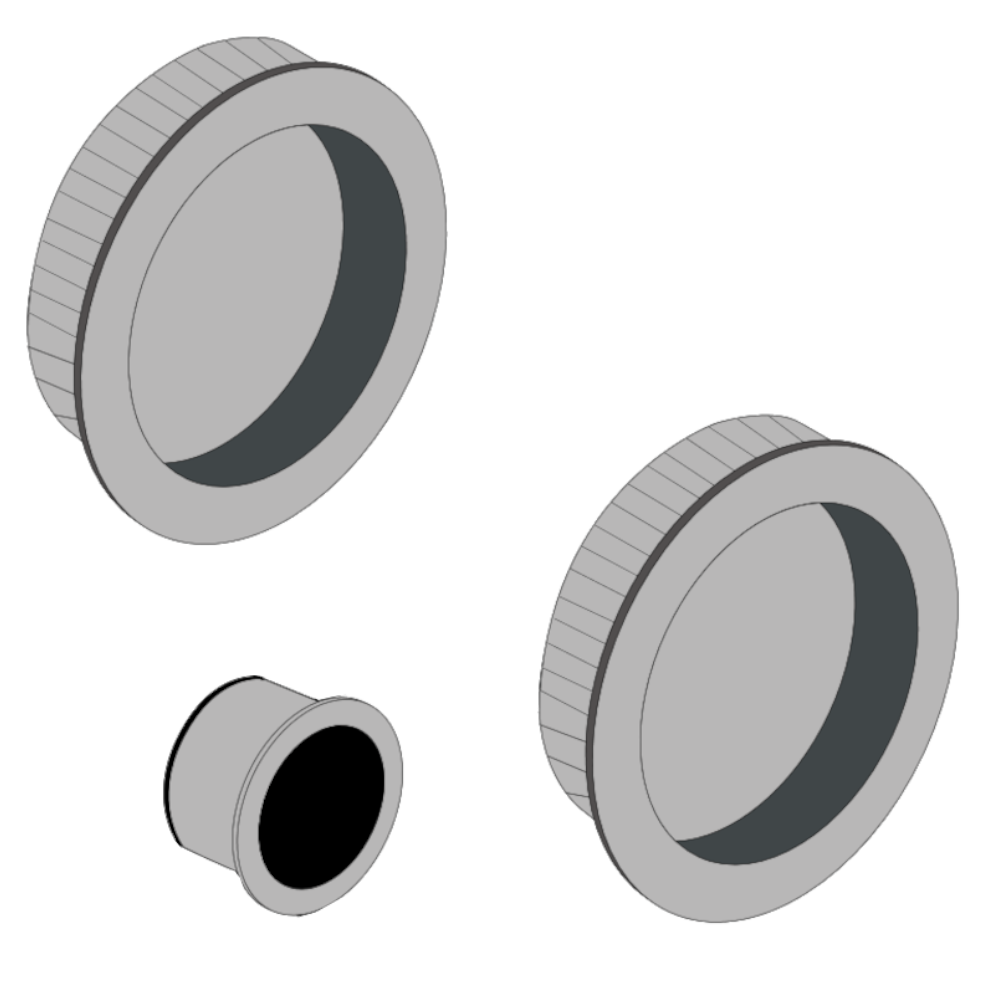 BONAITI SERRATURE Classic Sliding Door Handle Round B7D Blind Finger Pull Set