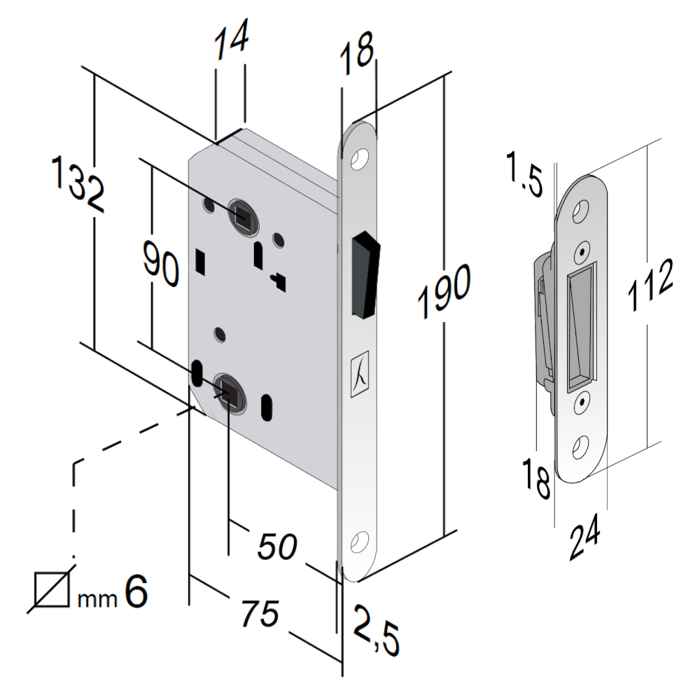 BONAITI SERRATURE B-Twin Magnetic WC Latch With Adjustable Strike