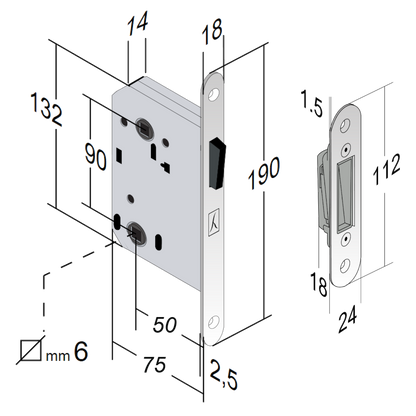 BONAITI SERRATURE B-Twin Magnetic WC Latch With Adjustable Strike