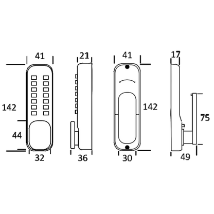 BORG LOCKS BL2201ECP Easicode Pro Digital Lock with Optional Holdback