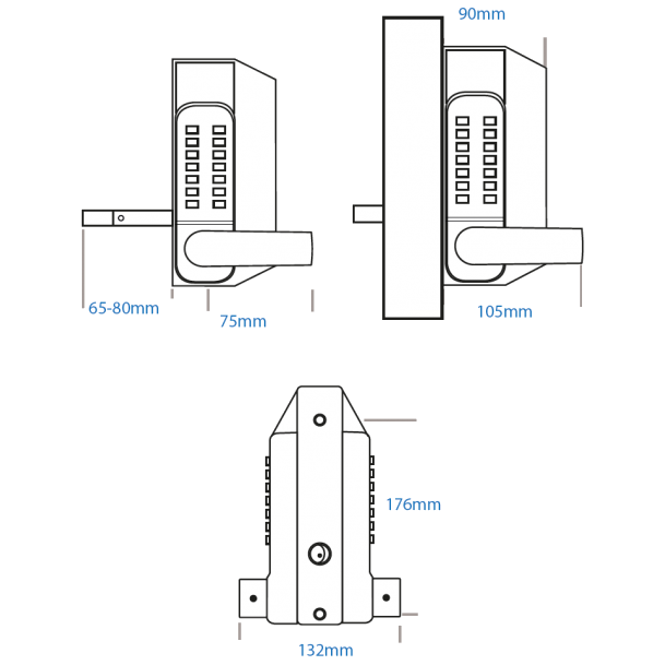 BORG LOCKS BL3100 ECP Knob Operated Marine Grade Metal Gate Single Digital Lock