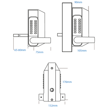 BORG LOCKS BL3100 ECP Knob Operated Marine Grade Metal Gate Single Digital Lock