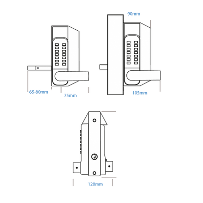 BORG LOCKS BL3400 ECP Lever Operated Marine Grade Metal Gate Single Digital Lock