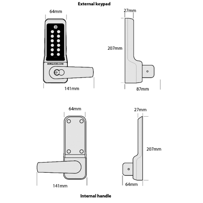 BORG BL7000 MG Pro ECP Marine Grade Easicode Pro Digital Lock With Lever Handle And No Latch