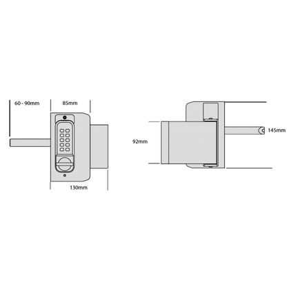BORG LOCKS BL3080 MG Pro ECP Easicode Mini Gate Lock Knob Operated Keypad With Inside Handed Pad