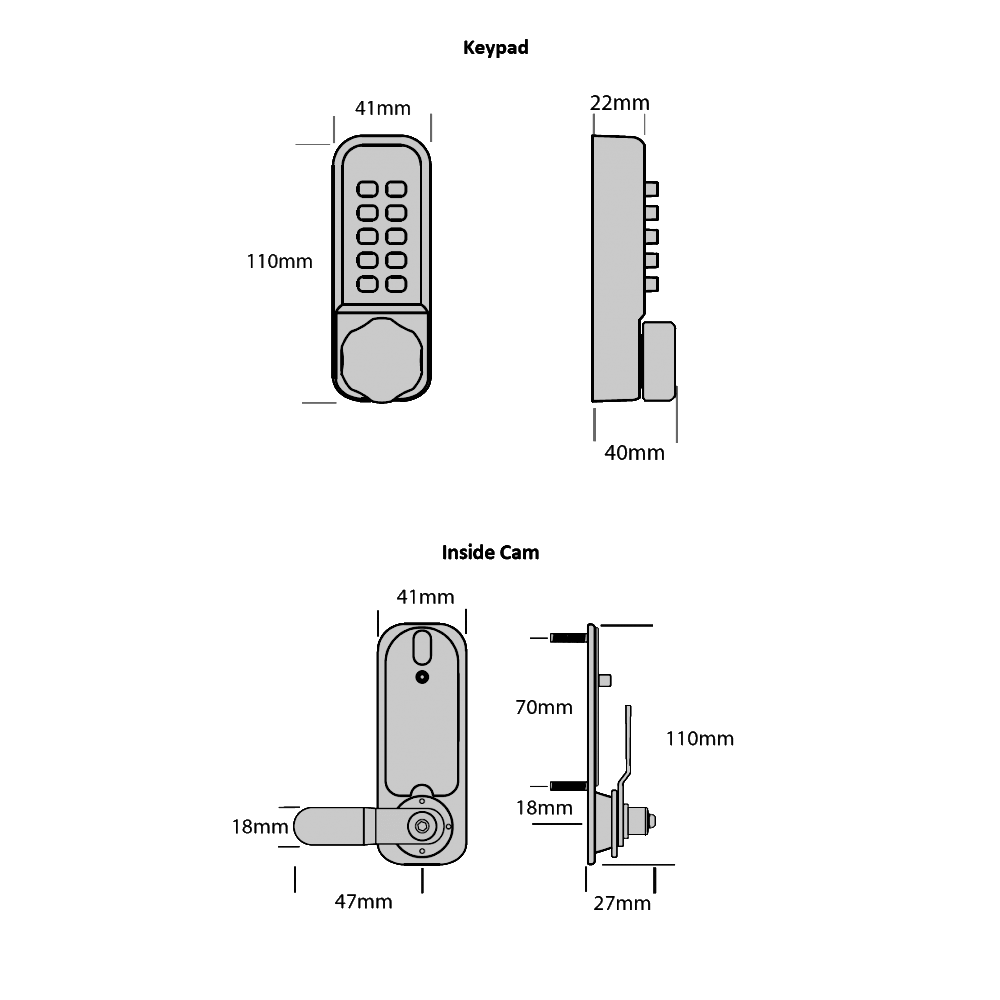 BORG LOCKS BL1506 Vertical Mini Cabinet Lock Easicode Pro c/w Cam