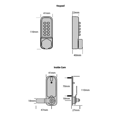 BORG LOCKS BL1506 Vertical Mini Cabinet Lock Easicode Pro c/w Cam