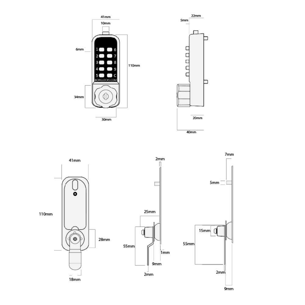 BORG LOCKS BL1706 Vertical Mini Cabinet Lock Easicode Pro c/w Cam And Key Override
