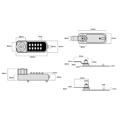BORG LOCKS BL1716 Horizontal Mini Cabinet Lock Easicode Pro c/w Cam And Key Override