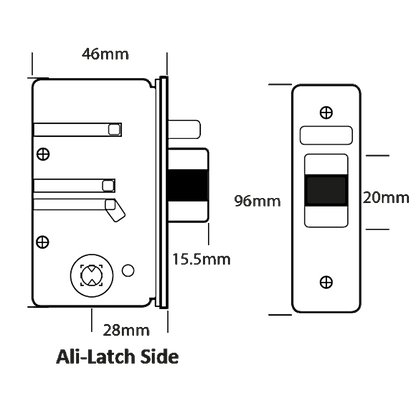BORG LOCKS S505 Aluminium Latch 28mm Backset To Suit BL5000 Series