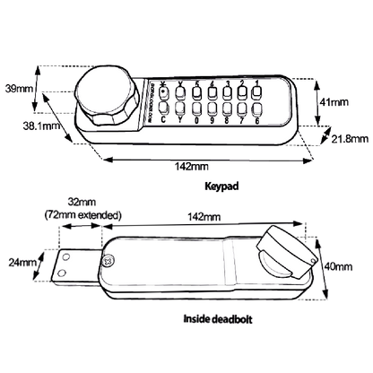 BORG LOCKS BL2615 Marine Grade Easicode Pro ECP Digital Horizontal Rim Deadbolt Lock
