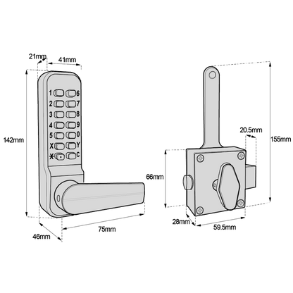 BORG LOCKS BL4409 ECP Marine Grade Wooden Gate Digital Lock With Slam Latch & Holdback