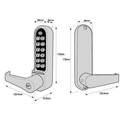 BORG LOCKS BL5701 ECP FT Digital Lock With 60mm Tubular latch & Key Override Fire Rated BSEN1634-1
