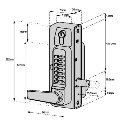BORG LOCKS BL3435 KO ECP Marine Grade Digital Back To Back Gate Lock With Key Override