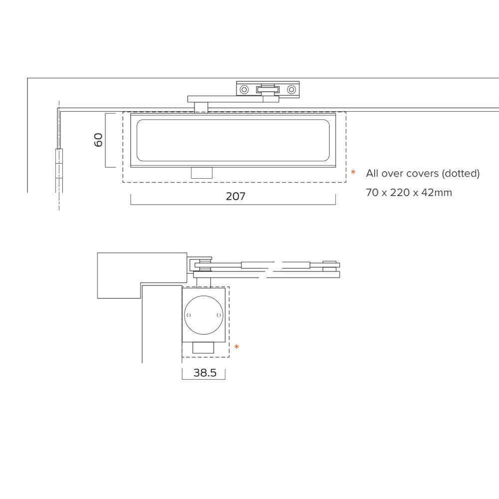 BRITON 1110 Size 2-4 Overhead Door Closer