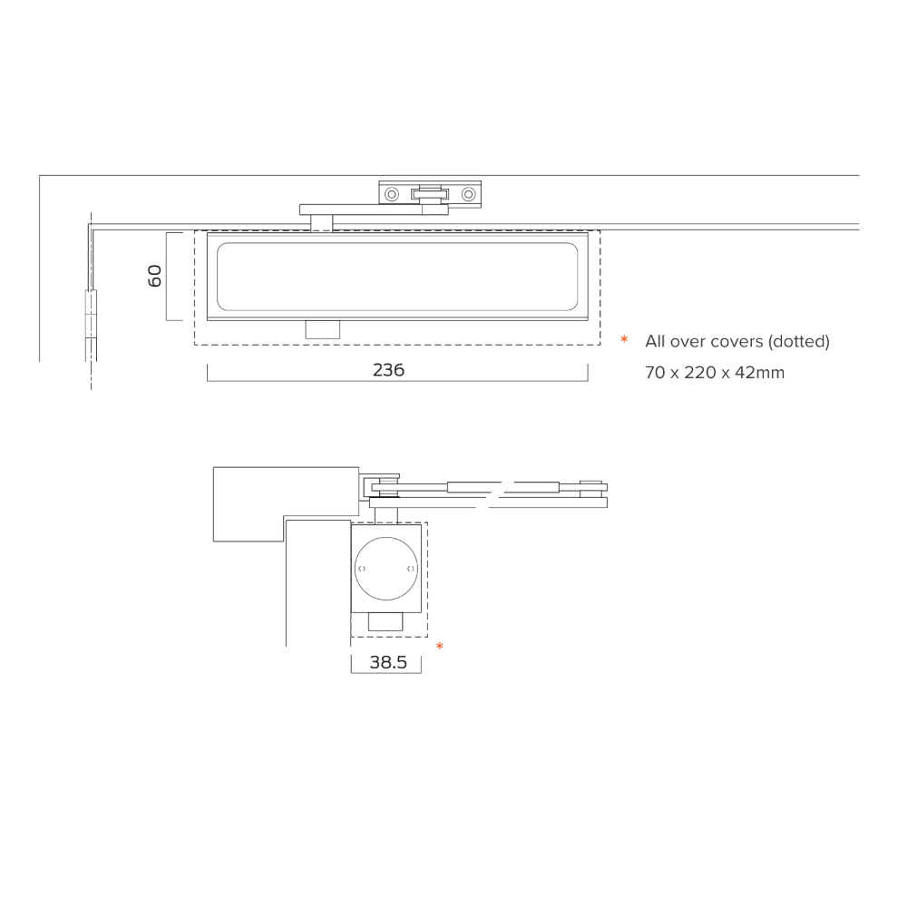 BRITON 1120B Size 2-4 Overhead Door Closer
