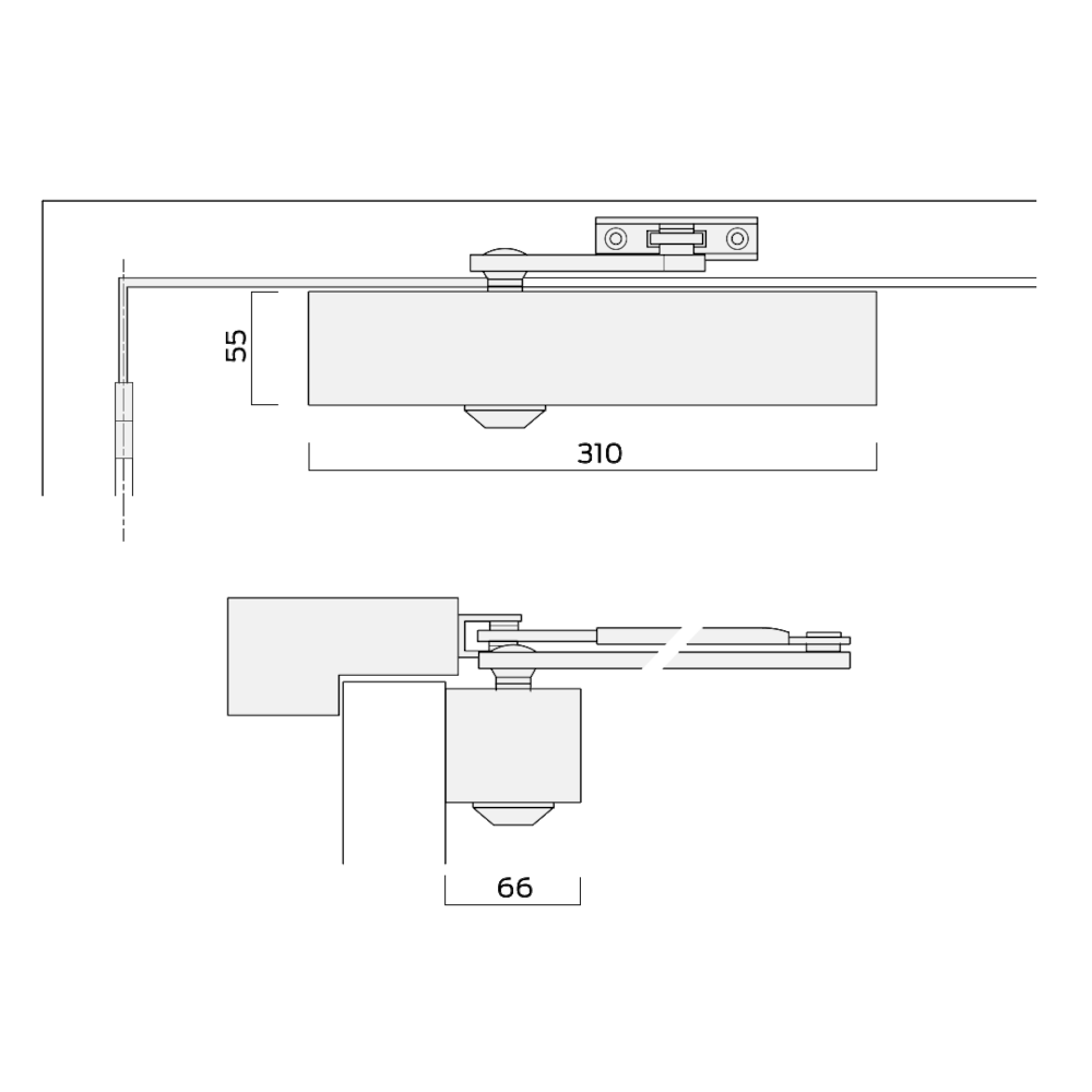 BRITON 2130B Size 2-6 Overhead Door Closer With Backcheck