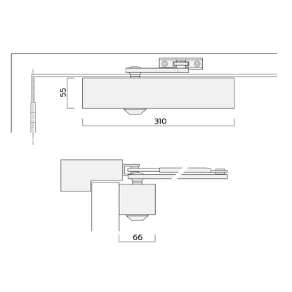 BRITON 2130B Size 2-6 Overhead Door Closer With Backcheck
