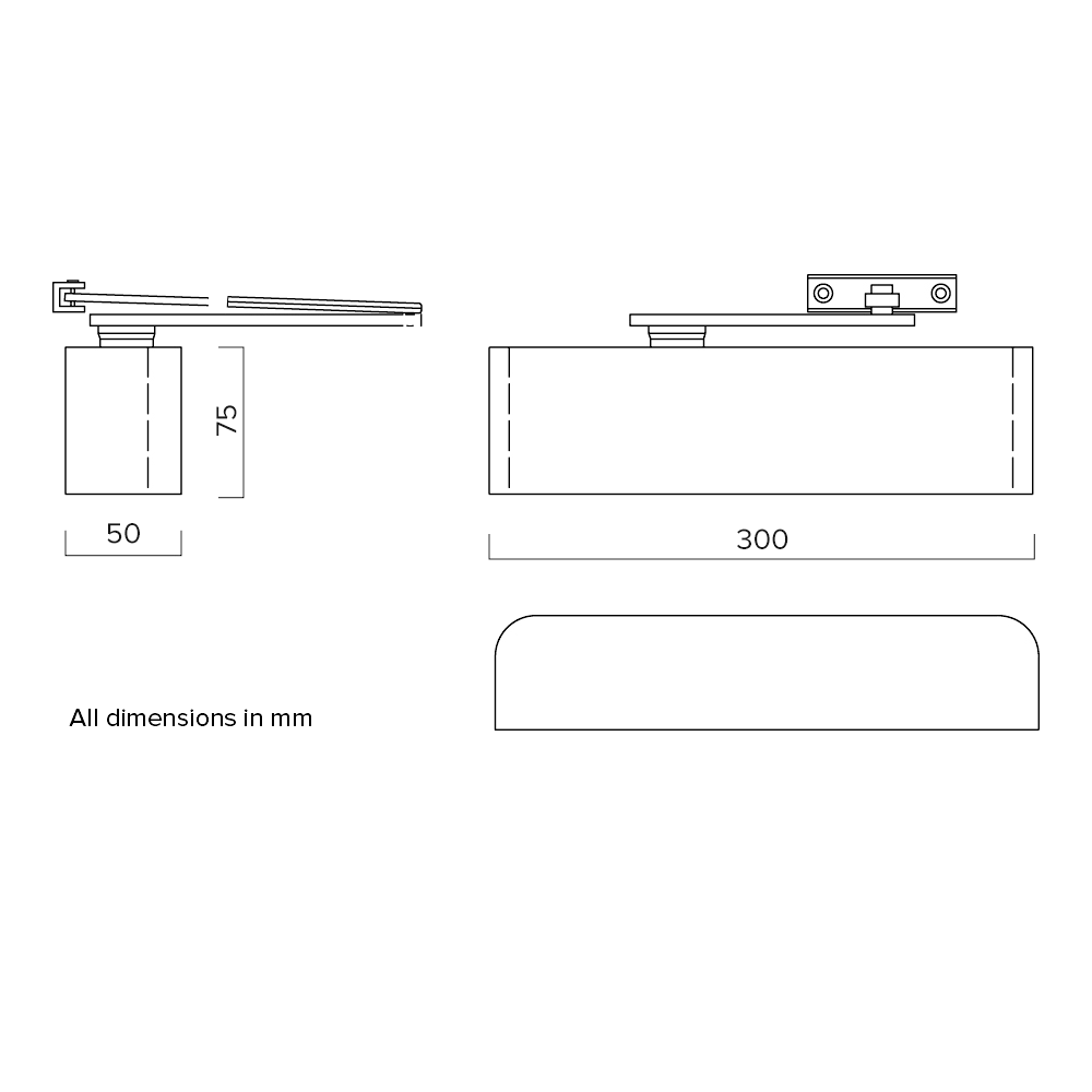 BRITON 3934 Electromagnetic Hold Open/Swing Free Door Closer Size 3-4