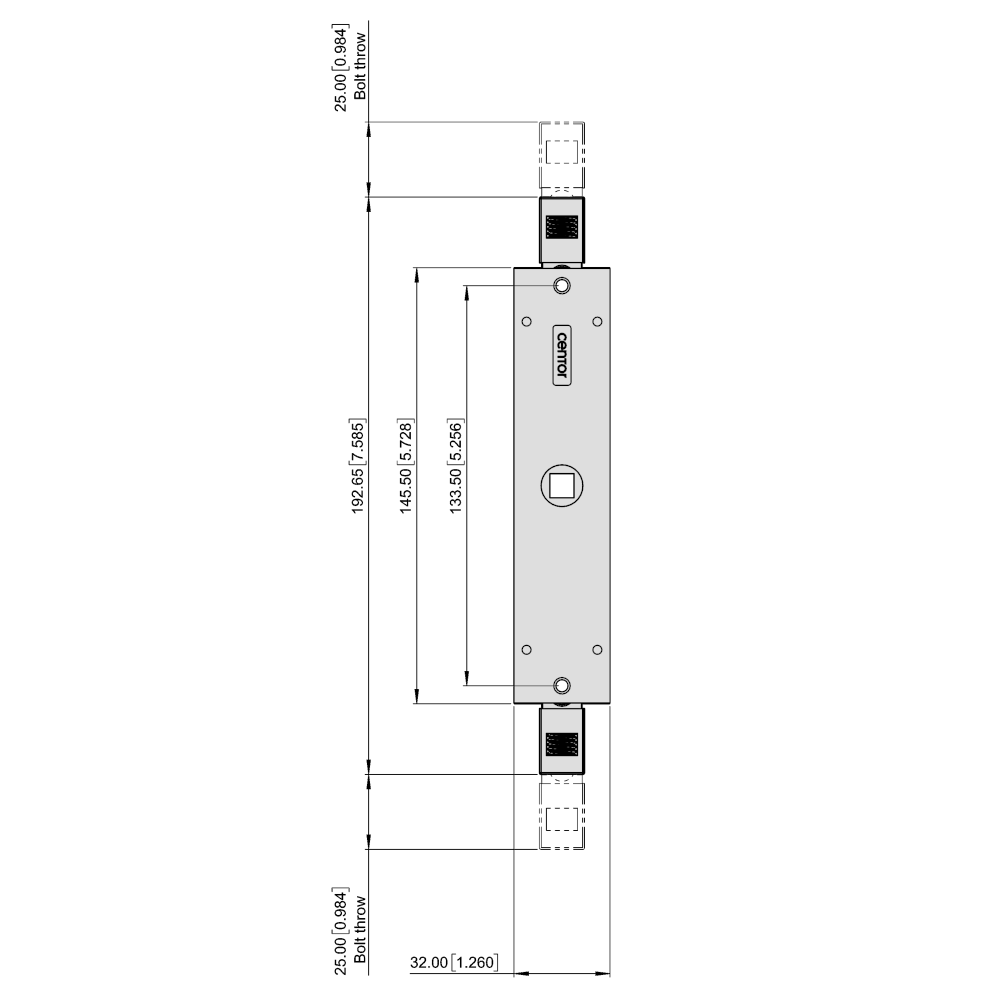 CENTOR TwinPoint Gen2 Lock Body Non Keyed To Suit Single Handle 185mm