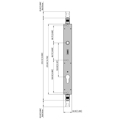CENTOR TwinPoint Gen2 Lock Body With Euro Cut-Out To Suit Single Handle 280mm