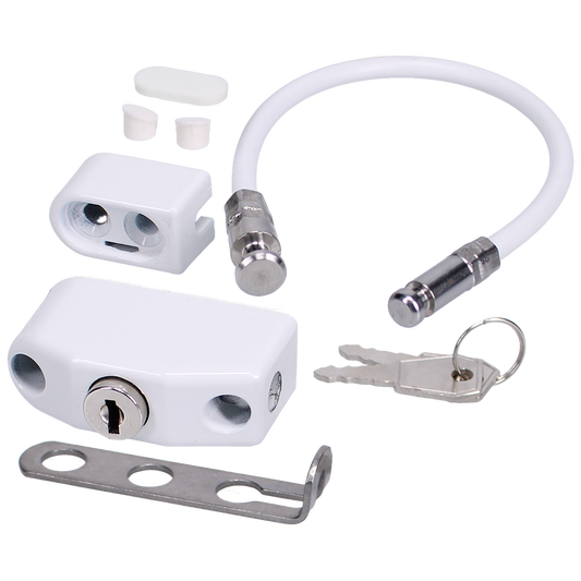 CHAMELEON 230mm Adaptable Locking Window Restrictor 100Kg Load Force M1 White