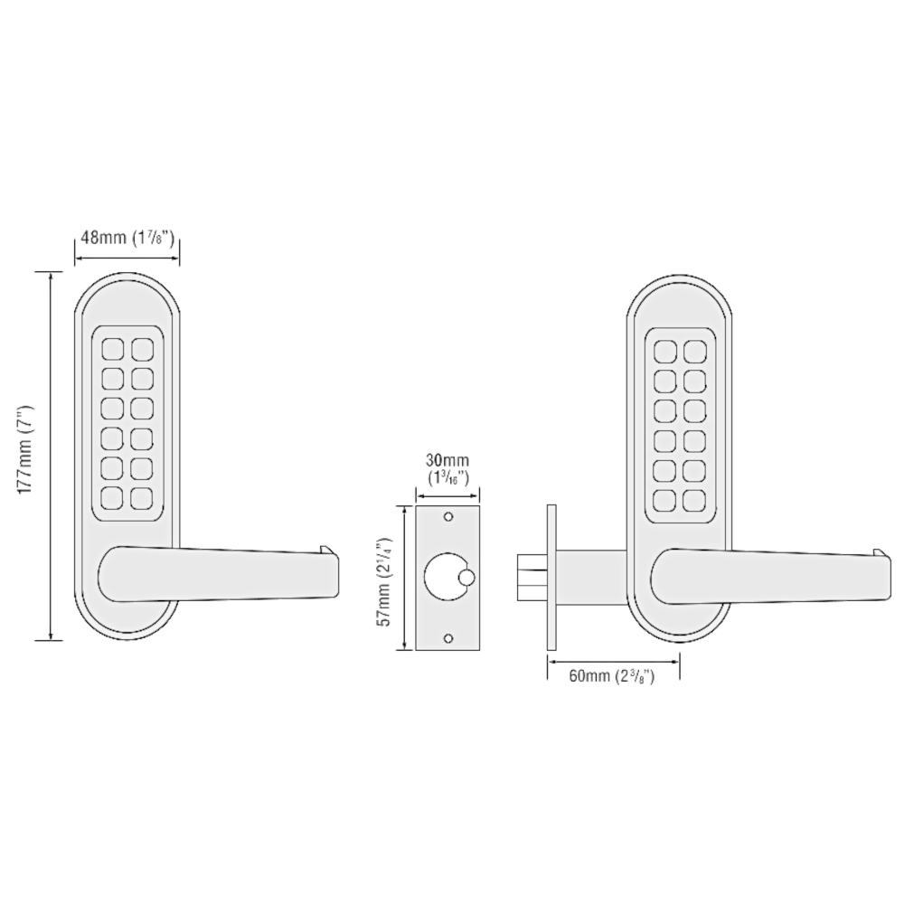 CODELOCKS CL510 Series Digital Lock With Tubular Latch