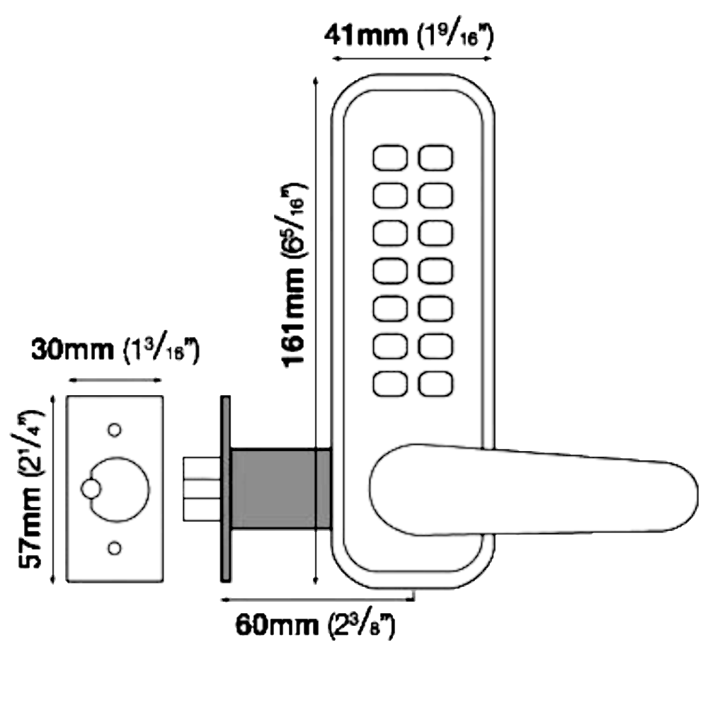 CODELOCKS CL410 Digital Lock With Tubular Mortice Latch CL410