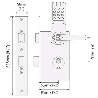 CODELOCKS CL5010 Battery Operated Digital Mortice Sash Lock With Netcode & Do Not Disturb