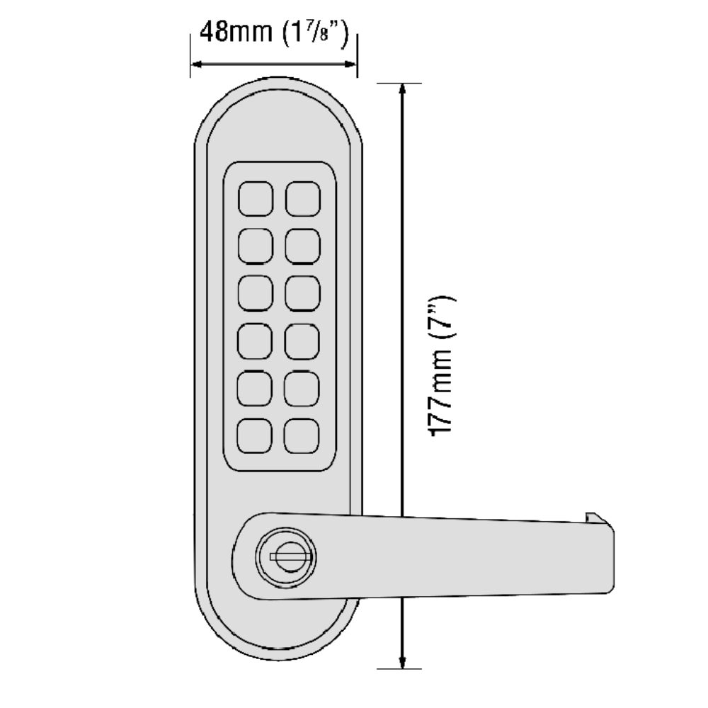 CODELOCKS CL500 PK Marine Grade Black Front Only Digital Lock With Key Override To Suit Panic Latch