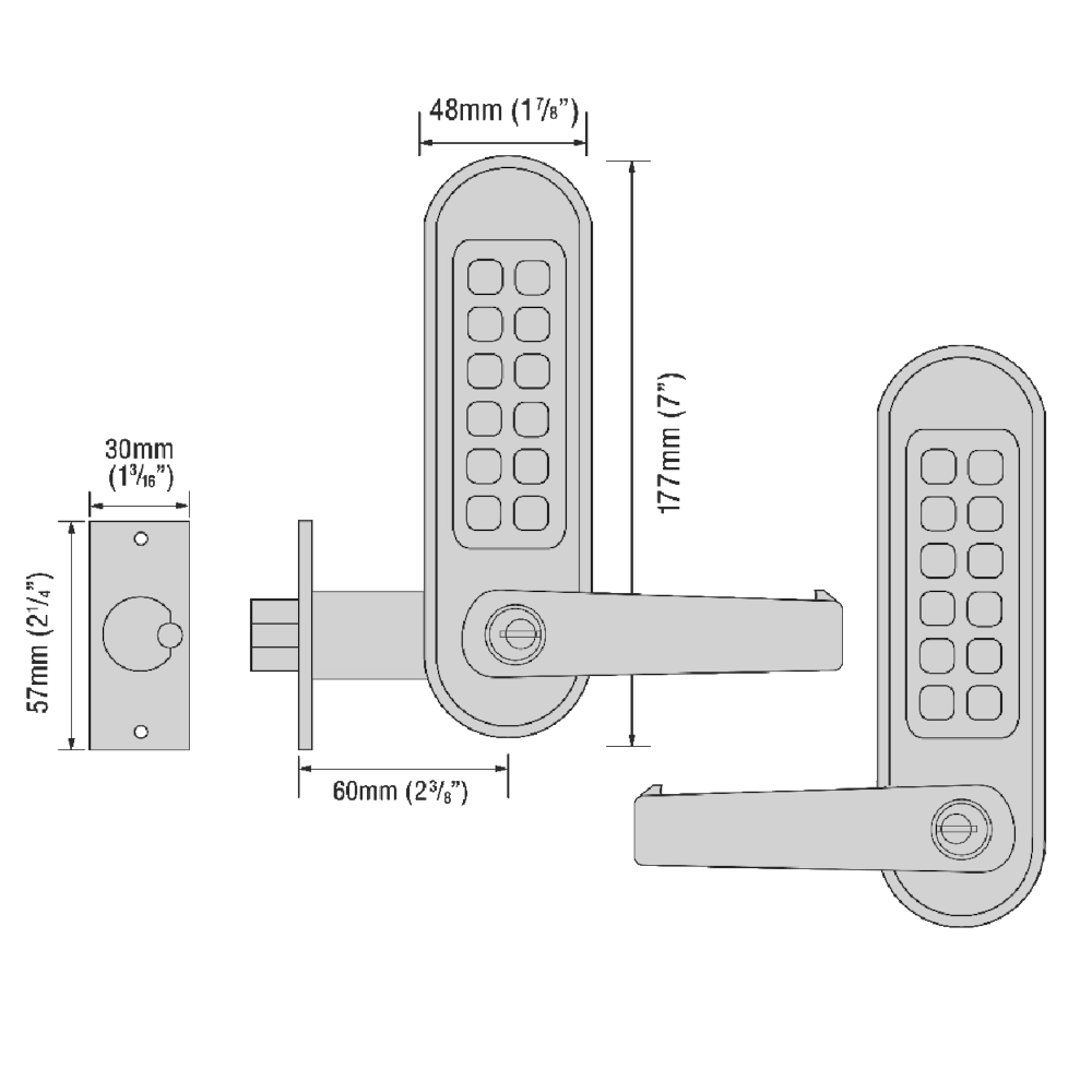 CODELOCKS CL510KEY/CL515KEY Back To Back Digital Lock With Tubular Latch & Key Override