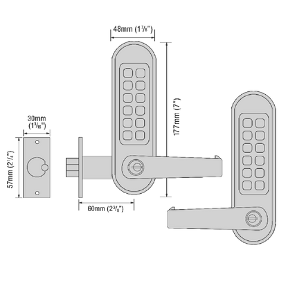 CODELOCKS CL510KEY/CL515KEY Back To Back Digital Lock With Tubular Latch & Key Override