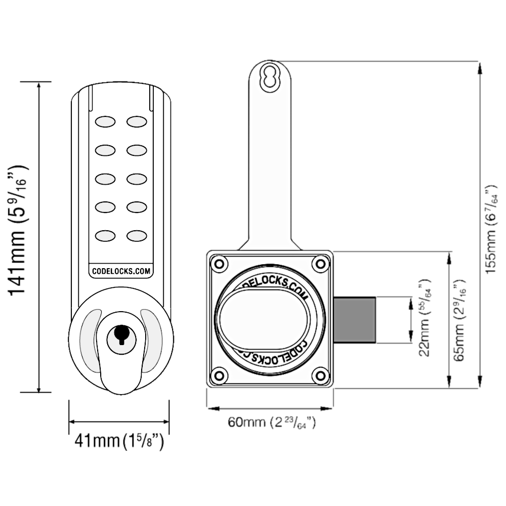 CODELOCKS CL2000 Digital Gate Lock With Surface Latch & Key Override