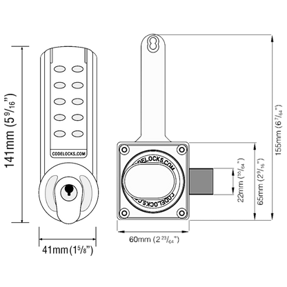 CODELOCKS CL2000 Digital Gate Lock With Surface Latch & Key Override