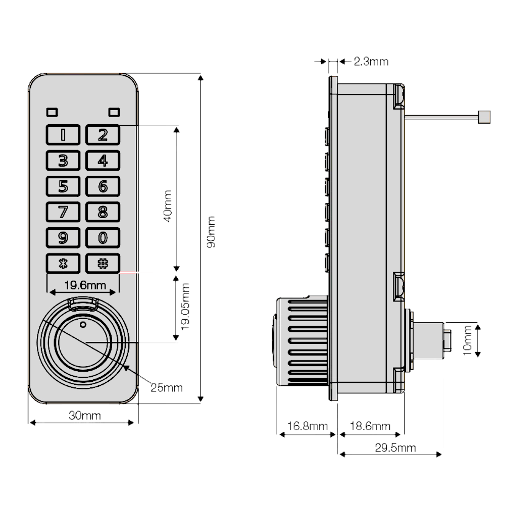 CODELOCKS KL90 Electronic Kitlock Nano Vertical