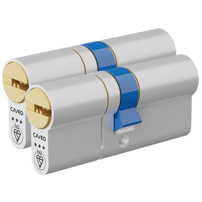 CAVEO TS007 3* Double Euro Dimple Cylinder Keyed Alike Pair 70mm 35Ext/35 30/10/30 3 Keys - Dual Finish