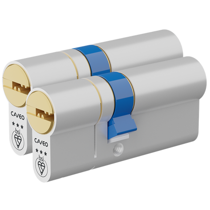 CAVEO TS007 3* Double Euro Dimple Cylinder Keyed Alike Pair 70mm 30Ext/40 25/10/35 3 Keys - Dual Finish