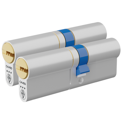 CAVEO TS007 3* Double Euro Dimple Cylinder Keyed Alike 90mm 55Ext/35 50/10/30 3 Keys - Dual Finish