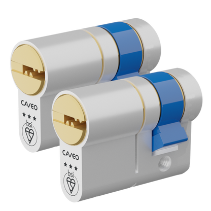 CAVEO TS007 3* Half Euro Dimple Cylinder Keyed Alike 40mm 30/10 3 Keys - Dual Finish