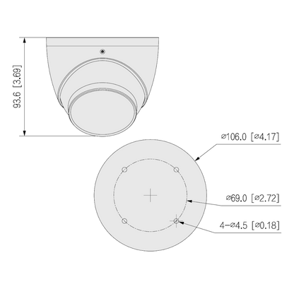 DAHUA HDCVI Turret Dome (Eyeball) Camera 5MP 16:9 12V DC