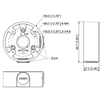 DAHUA PFA13A-E-V2 Round Aluminium Junction Box For TP/TLP Series Turret Dome (Eyeball) Cameras