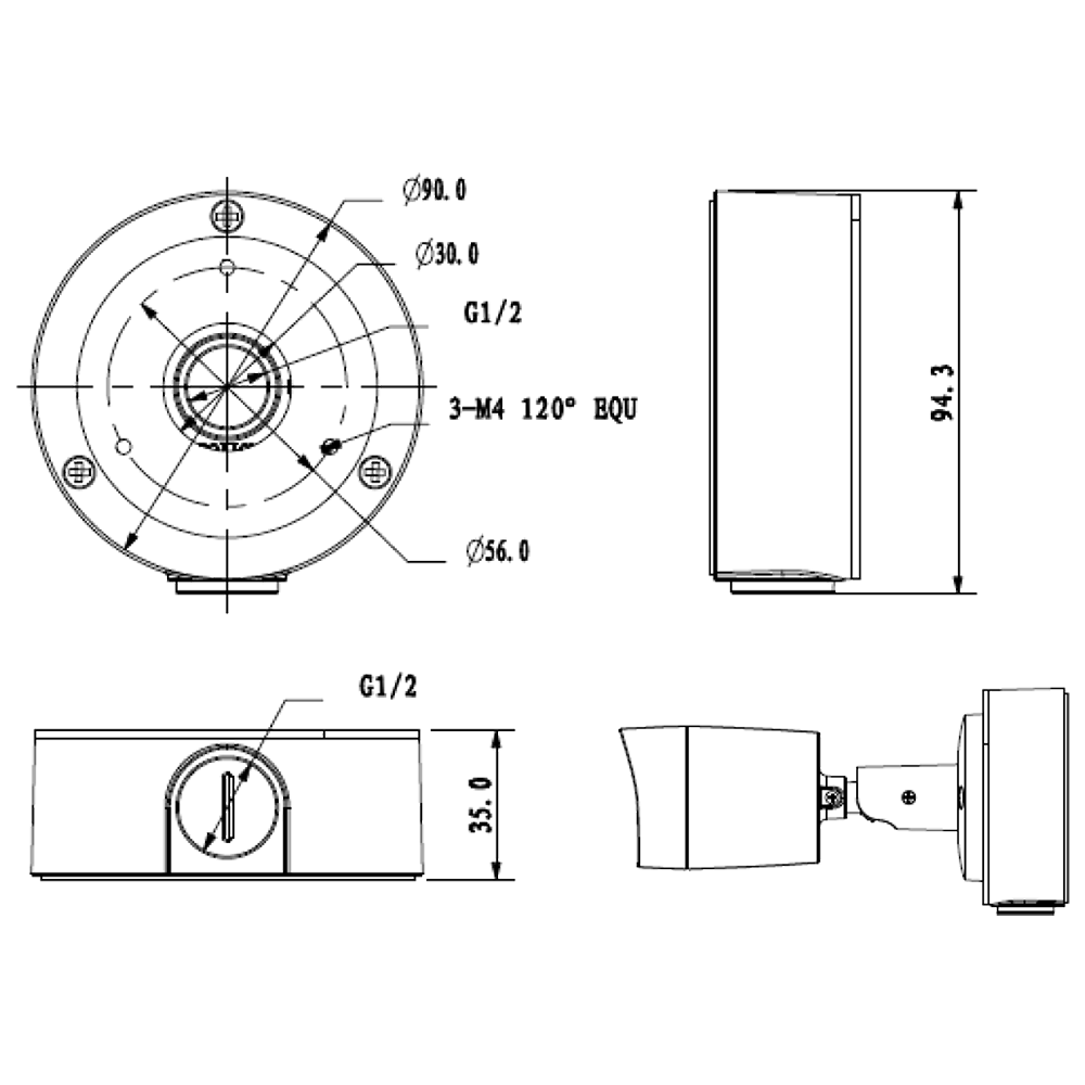 DAHUA PFA134 Round Aluminium Waterproof Junction Box