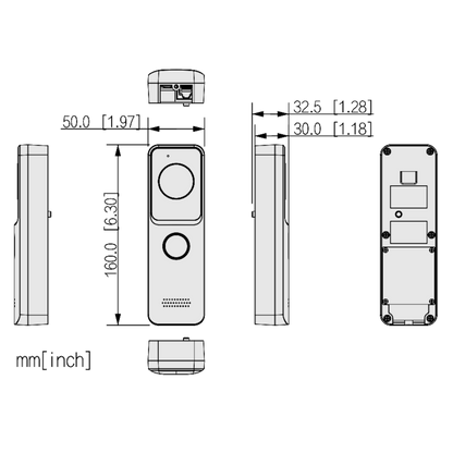 DAHUA Video Door Entry Slim Panel Wi-Fi Single Button 2MP Camera With Rainshield VTO2311R-WP
